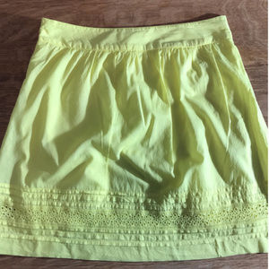 Loft Yellow Eyelet A Line Skirt